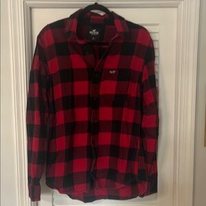 Hollister Red and Black Flannel Shirt